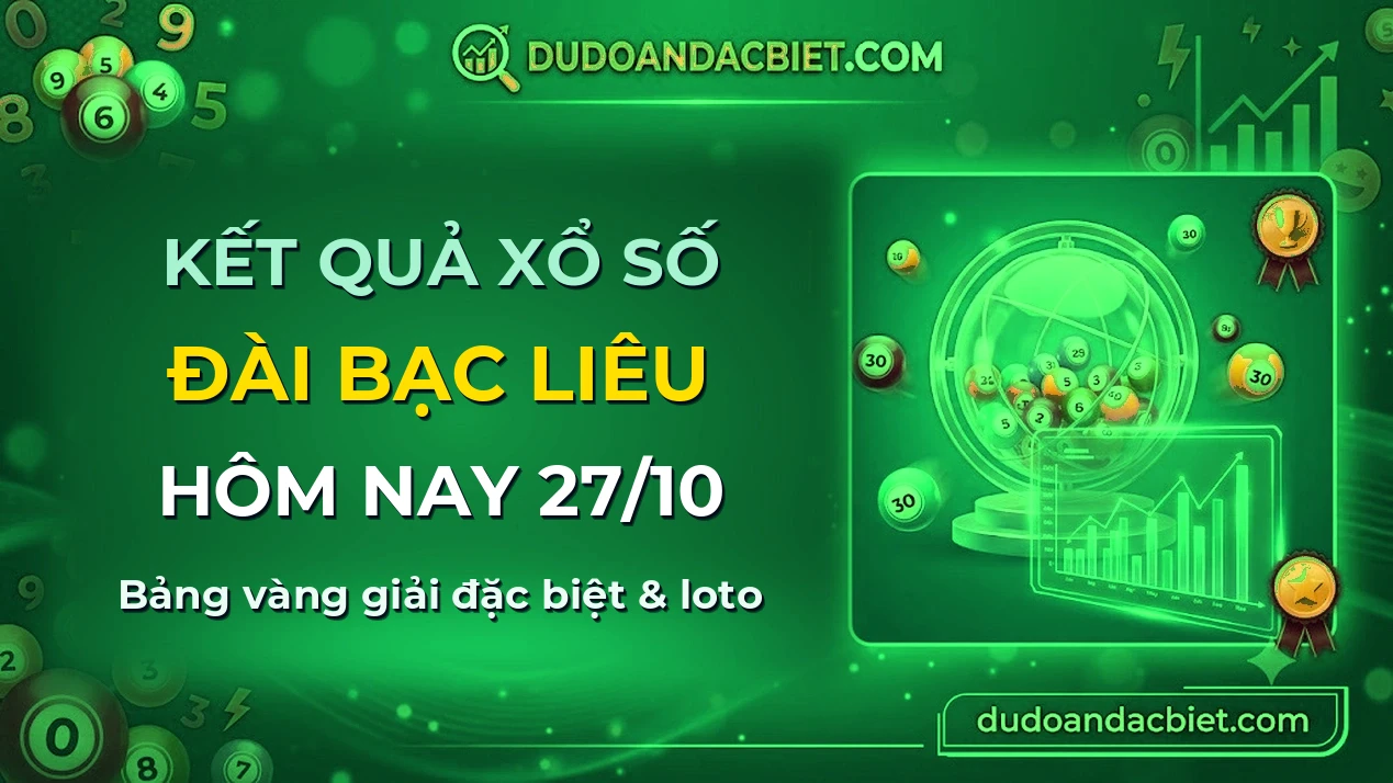 KQXS Bạc Liêu Thứ 3 27/10 — Kết quả xổ số Bạc Liêu hôm nay